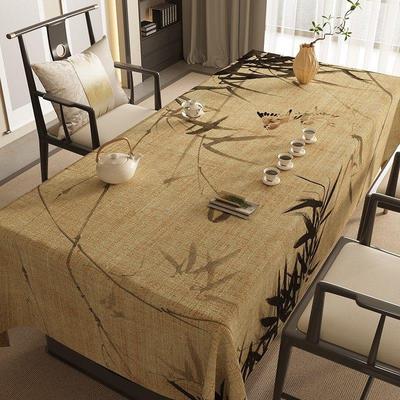 新中式桌布茶桌垫布禅意桌布覆古高级感中国风茶艺麻感餐桌茶几布