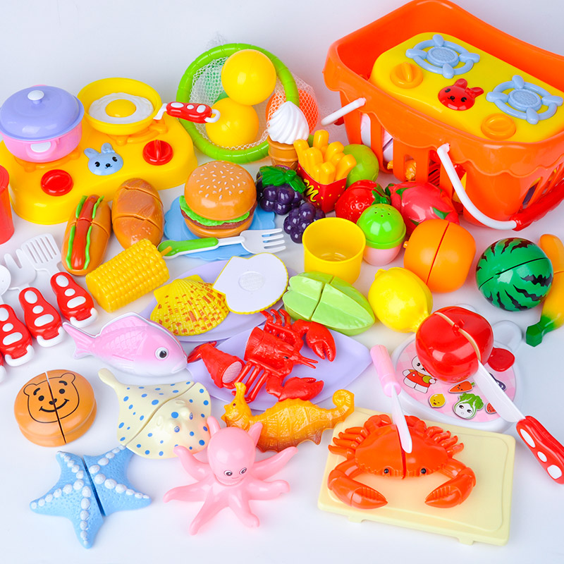 儿童切水果蔬菜玩具女孩过家家仿真海鲜蛋糕汉堡切切乐套装3-6岁