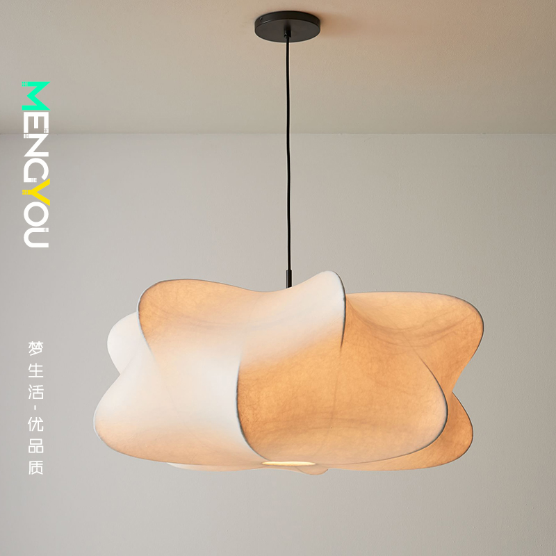 日式侘寂风蚕丝吊灯法式复古艺术B卧室奶油中古民宿餐厅禅意茶室