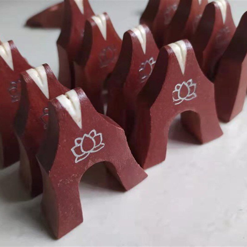 莲花古筝码子 古筝琴码 红木通用古筝码 古筝雁柱 烫银古筝码全套