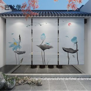 窗帘卷帘帘子悬挂软隔断帘屏风升降办公茶室遮光定制中国风 新中式
