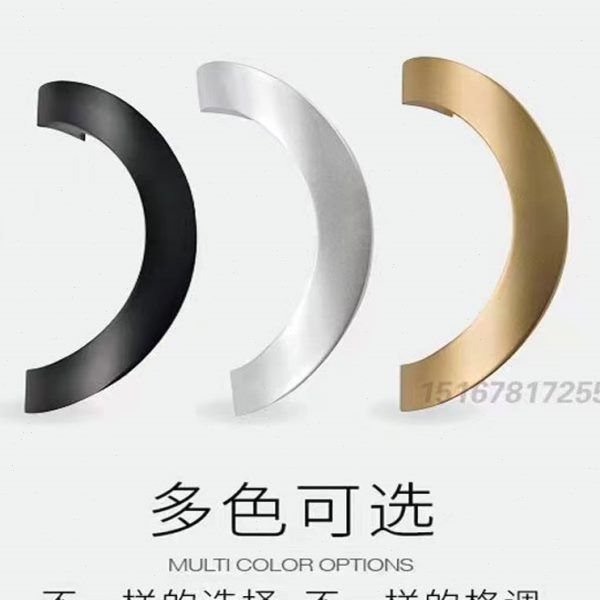 实心无框玻璃门拉手半圆形拉手铝合金木门拉手把扶手阳台金色黑色