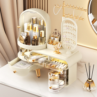 网红化妆品收纳盒宿舍桌面防尘家用整理箱轻奢梳妆台护肤品置物架