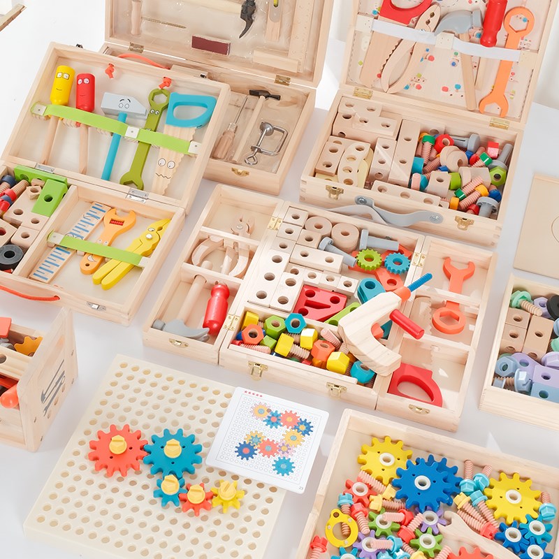 儿童修理工具箱益智玩具仿真拆装木工盒螺丝木制男孩子过家家