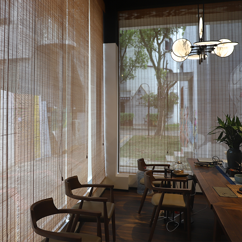 竹帘卷帘子拉帘餐厅背景墙细竹子百叶窗帘酒店大厅隔断遮阳遮光帘