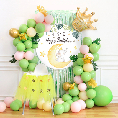 宝宝周岁生日快乐派对道具装饰品场景布置森系女孩儿童气球背景墙