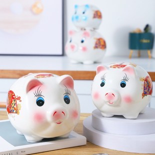 g猪仔钱罂存压岁罐箱打不开小陶瓷储蓄罐存钱罐储钱罐大号儿童可.