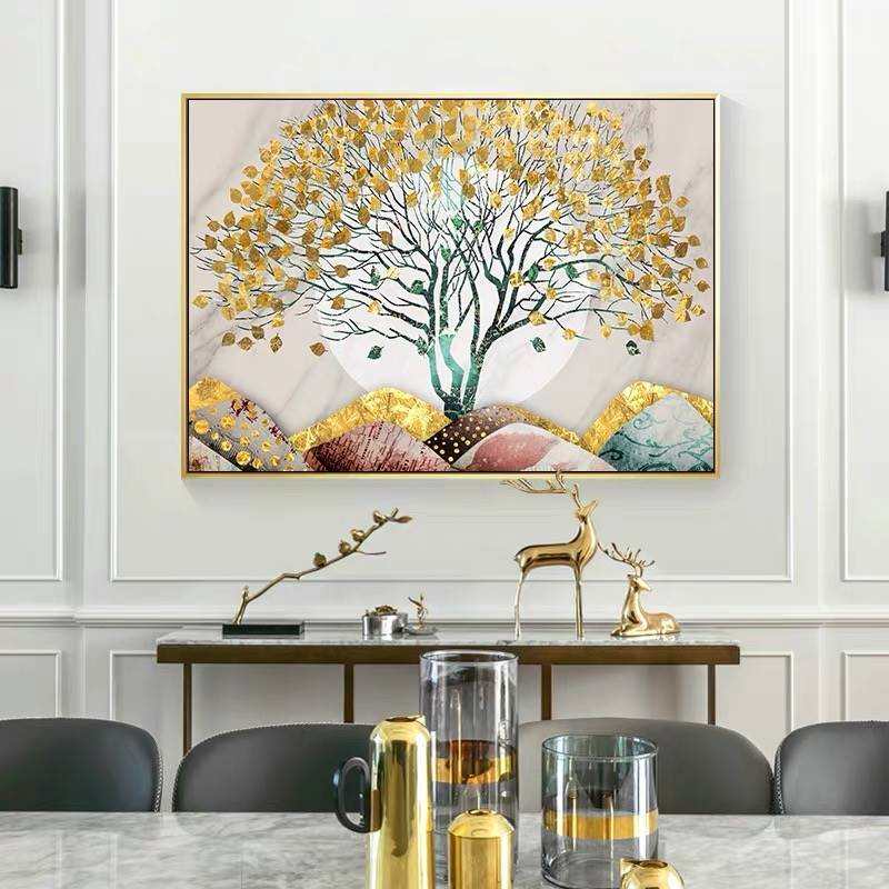 发财树装饰画新中式客厅画玄关走廊玄幻挂画酒店大厅W走廊墙面壁图片