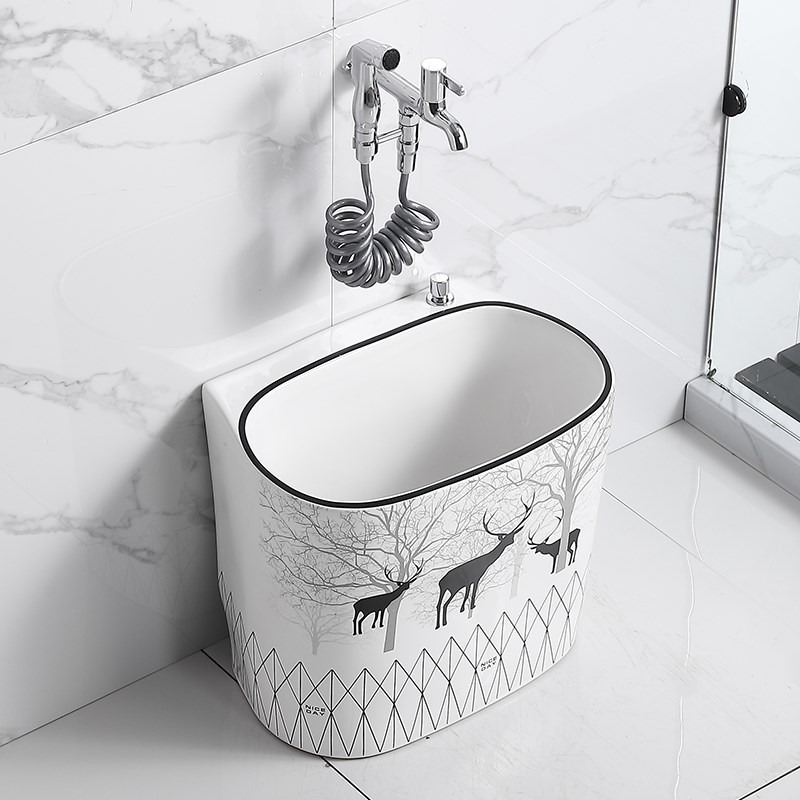 阳台陶瓷洗拖把槽池卫生间地盆大号拖G布池落地式家用小号墩布池