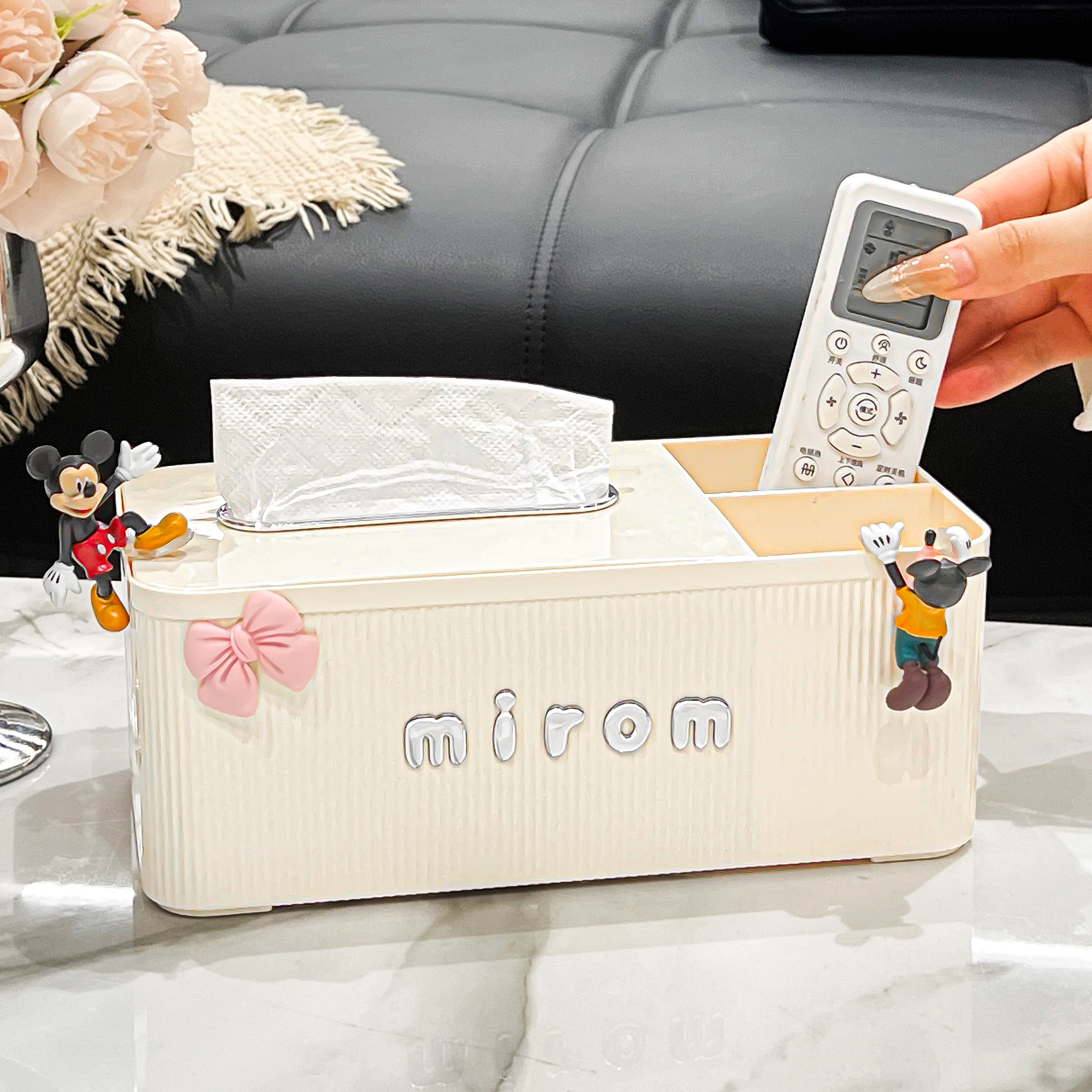 纸巾盒桌面抽纸盒家用客厅茶几收纳盒高档L轻奢餐巾纸储物盒子创