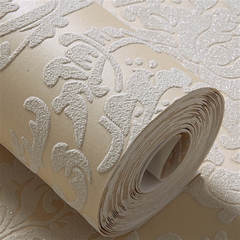 欧式大马士革3D立体无纺布卧室客厅墙纸 超厚浮雕 U电视背景墙壁