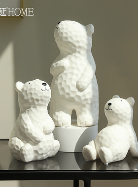 系北欧现代简约陶瓷可爱熊摆件创意家居玄关客厅电视柜装饰品