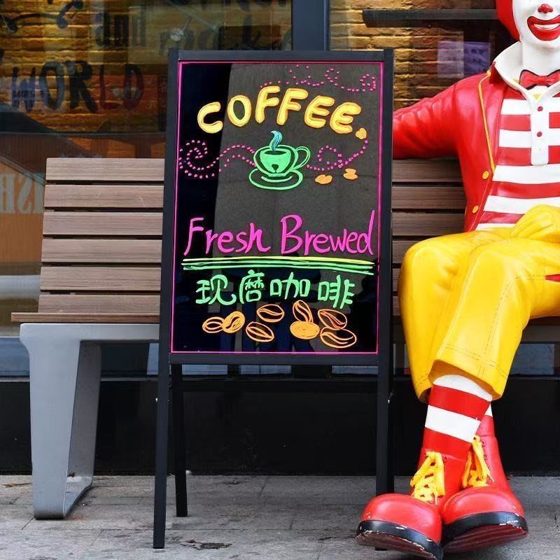 荧光板广告板夜市摆摊夜光广告牌led手写充电发光小黑板字荧光屏