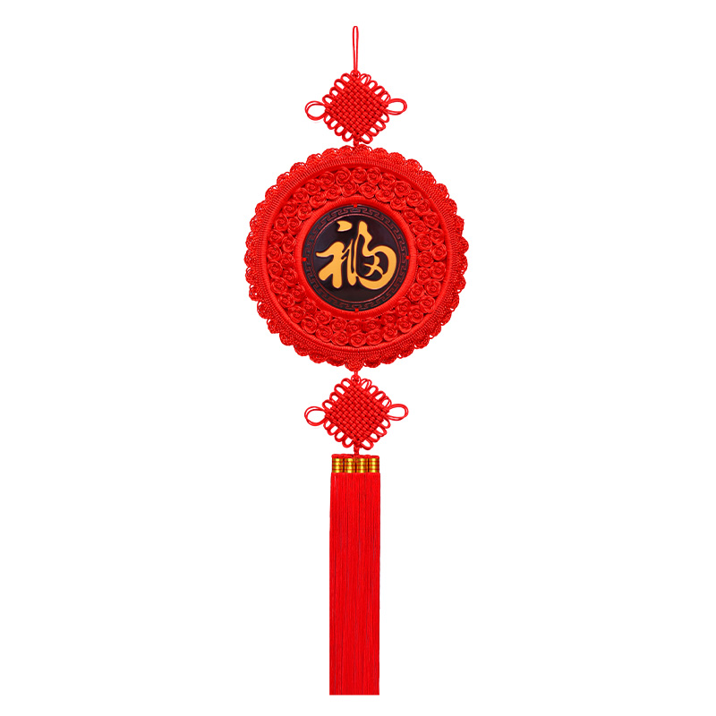 新款中国结圆形挂件客厅福字桃木大号入户门玄关乔迁背景墙装饰