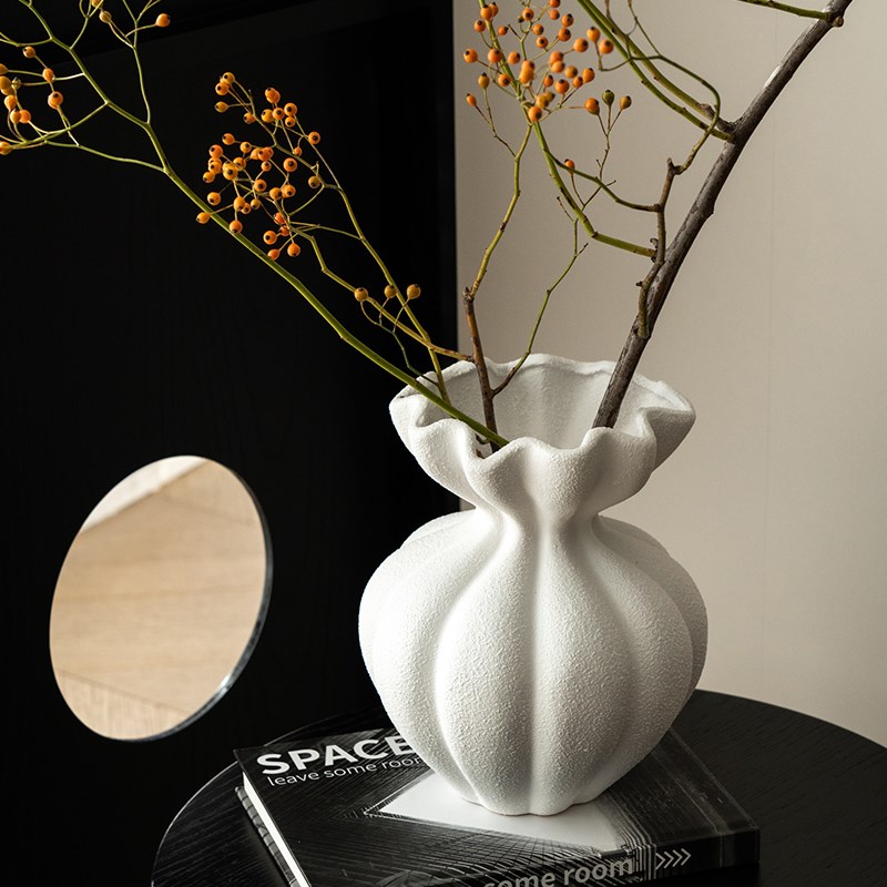 赫本家花瓶摆件中古风客厅插花轻奢法式高级感餐桌装饰品陶瓷花器