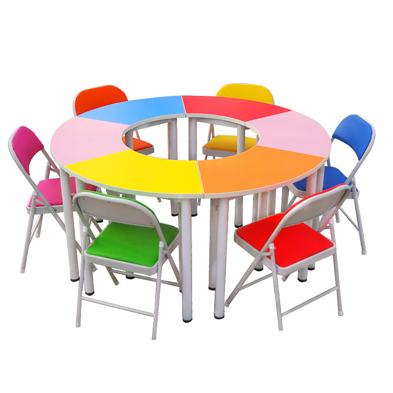 彩色拼接桌椅组合心理咨询室阅览室辅导室团体活动桌培训班美术桌