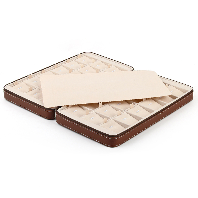 皮革拉链双开便携珠宝首饰箱饰品收纳盒项链吊坠展示收藏收纳