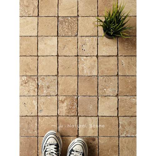 一山物料金黄洞石石材马赛克民宿酒店别墅庭院莱姆石马蹄石地砖