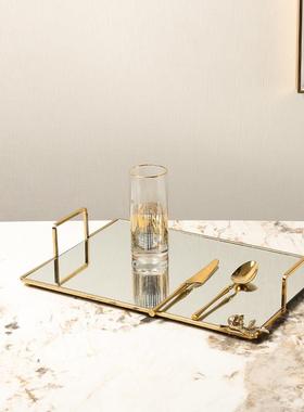 北欧轻奢金色电镀石榴托盘样板房别墅客厅餐桌茶几收纳装饰摆件