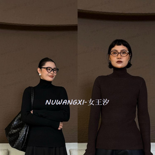 【女王家】极简气质显瘦针织高领打底衫160斤以内(G723)