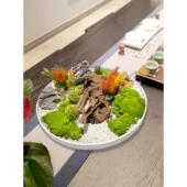 酒店餐桌中间装 饰景观摆件大圆桌转盘高端造景仿真花摆台假花摆设