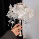 结婚婚纱珠宝权杖手捧花银色材料包仿珍珠钻石奢华新娘捧花手拿花