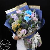 混搭蓝色蝴蝶兰曼塔玫瑰花束花店生日配送鲜花速递同城北京配送花