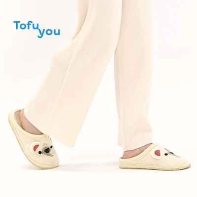 TOFUYOU 羊毛拖鞋女家居女士棉拖室内防滑防臭女保暖拖鞋静音动物