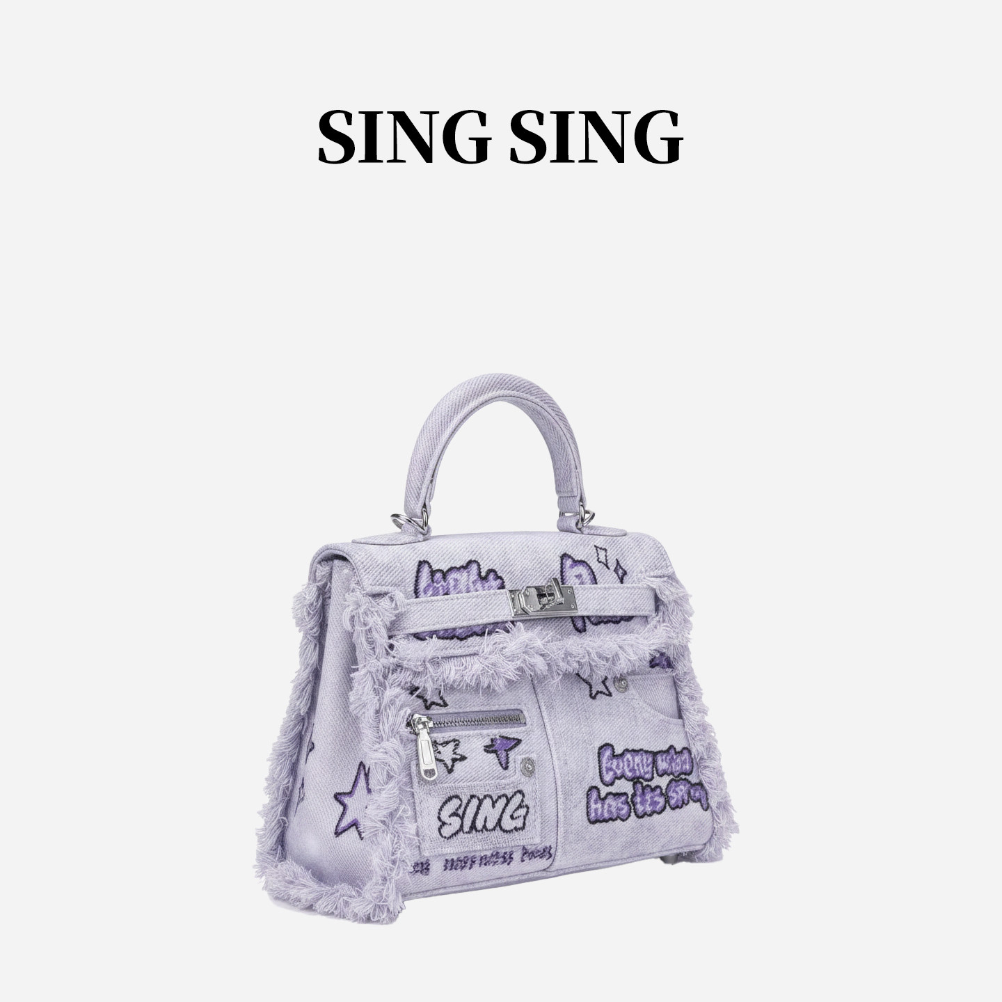SINGSING1979原创涂鸦牛仔凯莉包女包个性百搭手提斜挎包