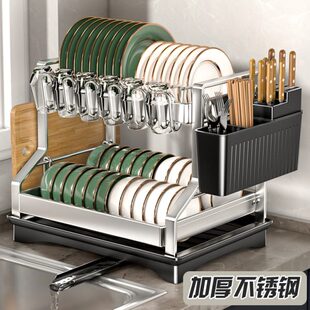 碗盘沥水架家用厨房多功能不锈钢碗架台面放碗碟收纳碗筷置物架子