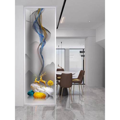 轻奢简约玻璃屏风入户玄关家用客厅隔断北欧现代遮挡背景时来运转