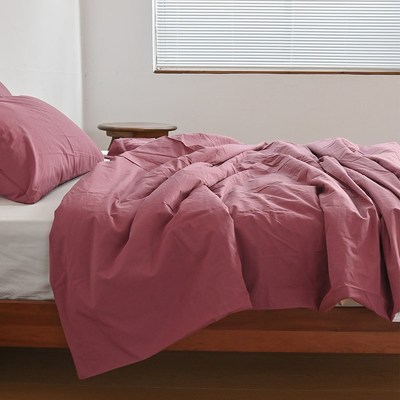 软乎乎!出口单全棉40支水洗棉纯色被套+枕套三件套Z单人 双人