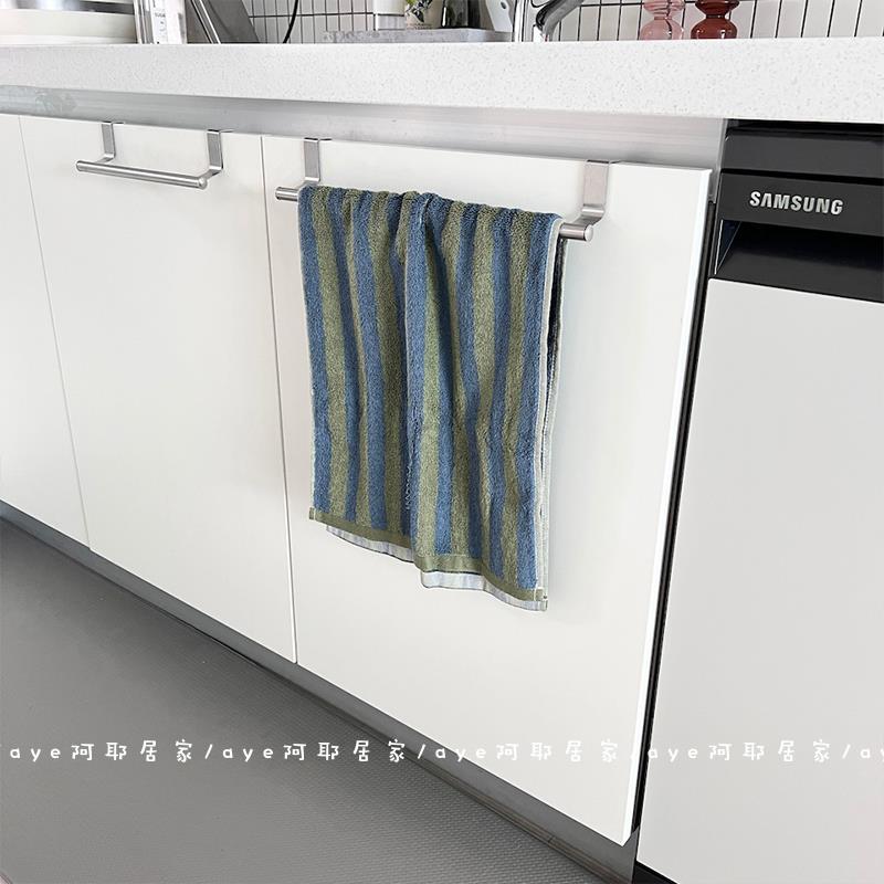 柜门挂杆！ins风免打孔挂杆 不锈钢可伸缩毛巾架厨房卫生间晾晒架