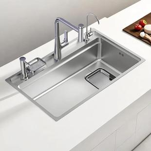 青菜家5MM特厚日式304压纹不锈钢大单槽水槽厨房洗菜盆洗碗盆套餐