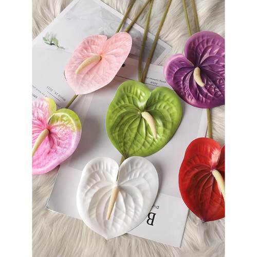 红掌彷真花3D胶片红掌婚庆塑料花礼堂路引花排装饰家居客厅餐桌花