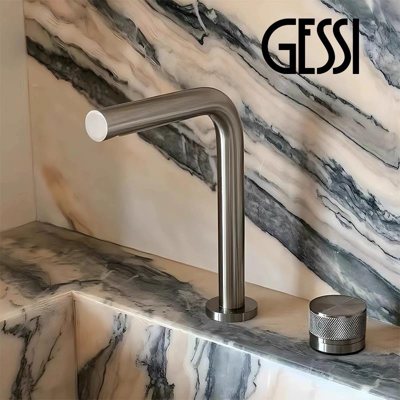 意大利gessi捷仕单把双孔分体式台上下可旋转面盆全铜冷热水龙头