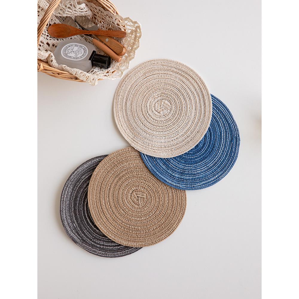 芦苇〖日式圆形苎麻垫子〗餐桌防烫盘碗垫耐高温锅垫编织隔热餐垫