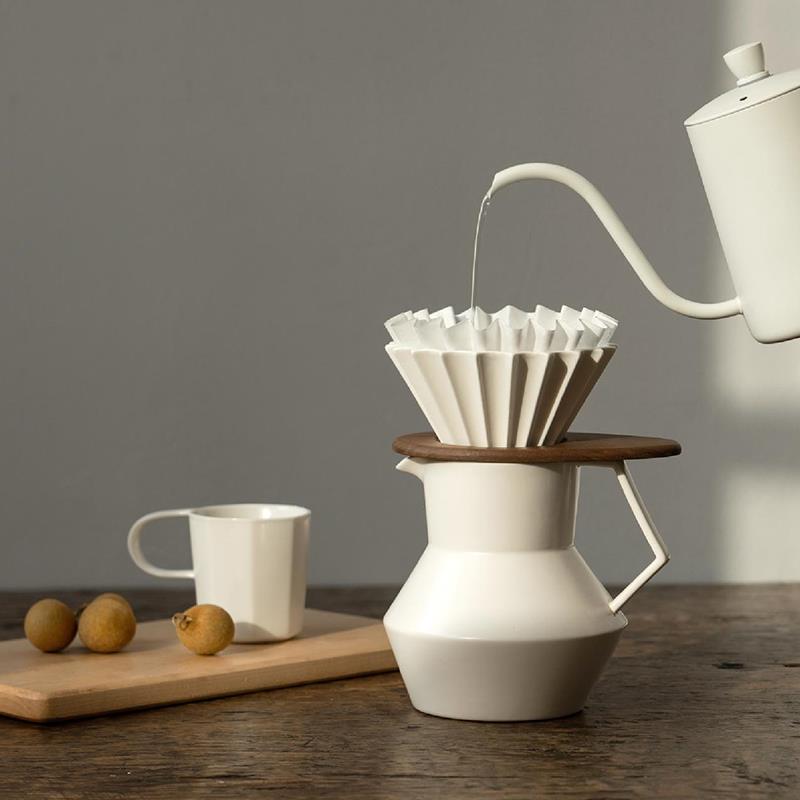 木墨生活 咖啡套装 鹿至系列德化瓷手冲咖啡壶过滤器滤纸盒滤杯架