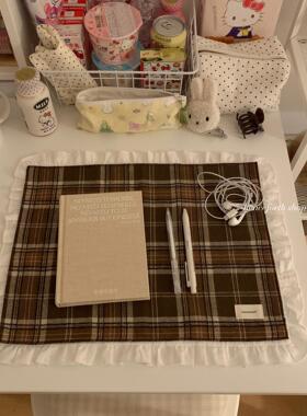 henceforth曲奇格纹餐巾桌垫美拉德棕色系桌面布置背景布ins风