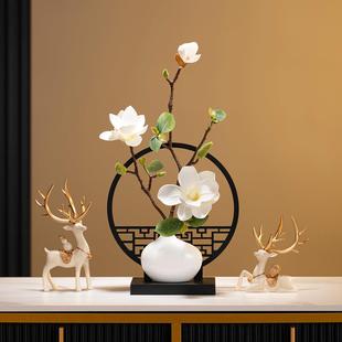 玉兰花仿真花摆件客厅装饰品新中式高档古典茶室博物架花艺小摆设