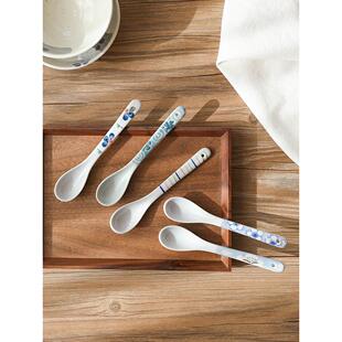 长柄小汤勺西田木雨调羹陶瓷勺咖啡勺搅拌勺瓷勺羹匙瓷器瓷羹勺子