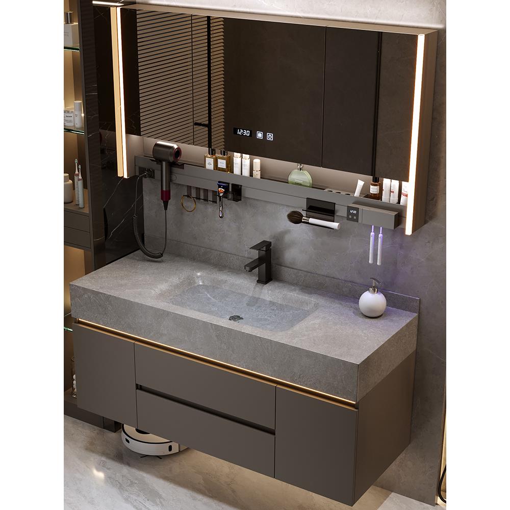 岩板热弯一体盆洗漱台卫生间洗手池洗脸池盆柜2025新款浴室柜组合