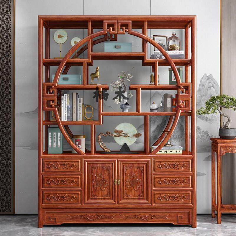 新中式博古架实木中式印尼金花梨木置物架多宝阁现代简约