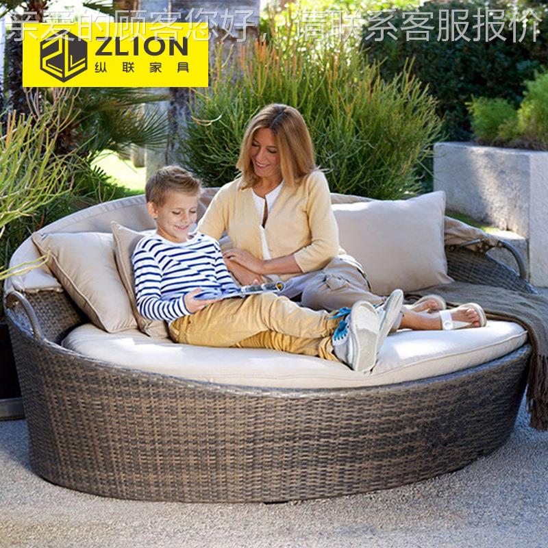 户休闲躺床躺椅滩庭院藤编外沙躺发露天沙椅景区泳池露天露22-7-1