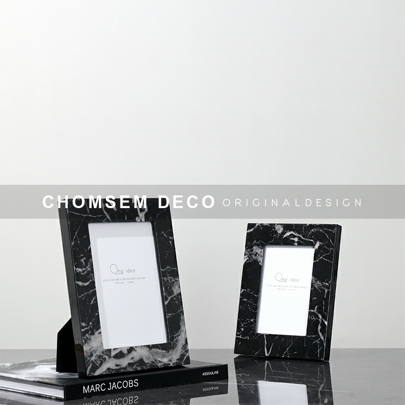 简约现代大d理石纹6/7寸相框 创意软装饰品样板房间卧室床头柜摆