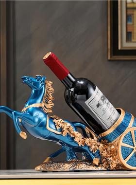 轻奢高档创意客厅玄关家用斜放葡萄酒架子酒柜装饰品马红酒架摆件