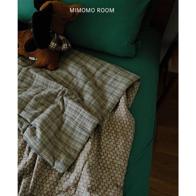 豆蔻绿小花30%大豆空调被可机洗双层纱夏被春夏透气柔软薄被