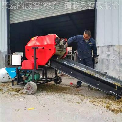 电动青草饲包机农牧料场稻草圆包缠膜打机QED生秧玉米秆捆扎包花