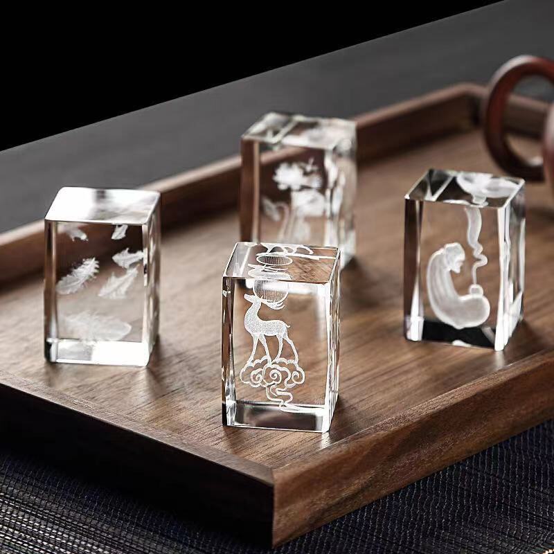 大岸堂中式水晶玻璃紫砂壶盖置茶壶盖碗茶杯盖托茶宠茶道茶具配件