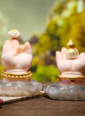 Q版卡通佛手摆件胖FUFU好运莲莲居家桌面装饰品树脂招财